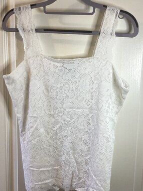 Lily Morgan Women's Ladies White Lace Camisole Tank Top Size L Summer